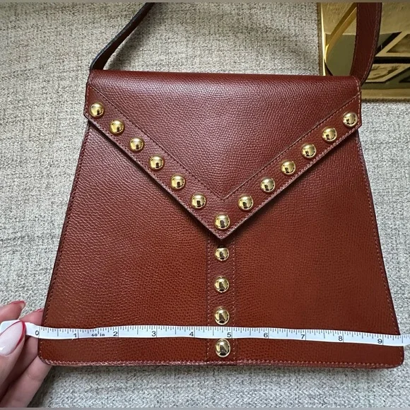 Authentic Yves Saint Laurent Studded Brown Shoulder Bag excellent like new YSL - Picture 11 of 14